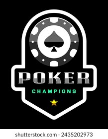 Poker chip logo. Spades sign. Gambling emblem. Casino games.