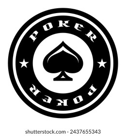 Poker chip logo. Spades sign. Gambling emblem. Casino games.