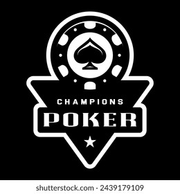 Poker chip logo. Spades sign. Gambling emblem. Casino games.