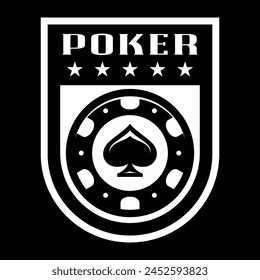 Poker chip logo. Spades sign. Gambling emblem. Casino games.