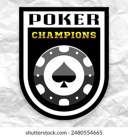 Poker chip logo. Spades sign. Gambling emblem. Casino games.