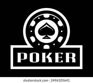 Poker chip logo. Spades sign. Gambling emblem. Casino games.