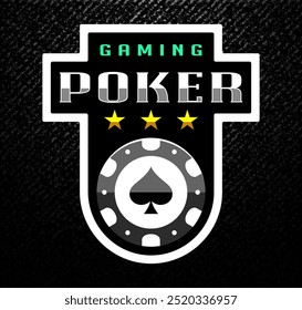 Poker chip logo. Spades sign. Gambling emblem. Casino games.