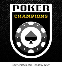 Poker chip logo. Spades sign. Gambling emblem. Casino games.