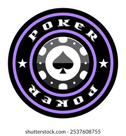 Poker chip logo. Spades sign. Gambling emblem. Casino games.