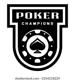 Poker chip logo. Spades sign. Gambling emblem. Casino games.