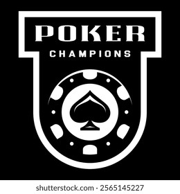 Poker chip logo. Spades sign. Gambling emblem. Casino games.