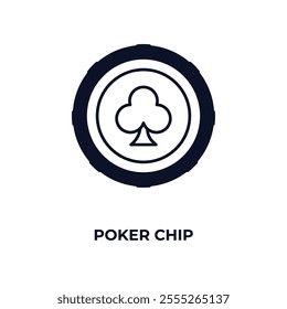 poker chip outline icon. Linear vector from entertainment concept. Thin line poker chip icon isolated on white background
