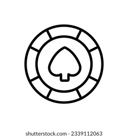 Poker Chip Outline Icon Vector Illustration