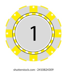 Poker chip value 1 line icon. Cards, game, excitement, bluff, money, joker, ace, casino, loss, winning, luck, dealer. Vector icon for business and advertising