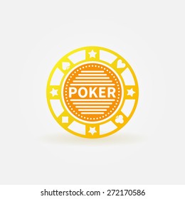 Poker chip vector gold sign or logo