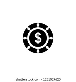 Poker Chip vector icon. Poker Chip sign on white background. Poker Chip icon for web and app
