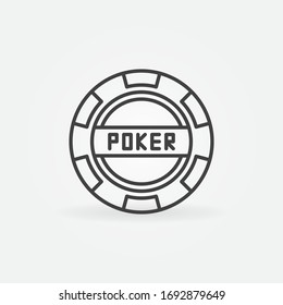 Poker Chip vector minimal icon or design element in outline style