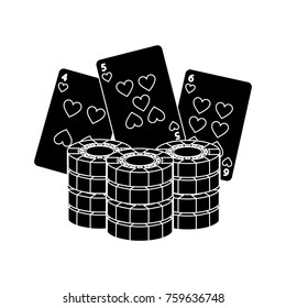 poker chips and cards casino betting game