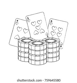 poker chips and cards casino betting game
