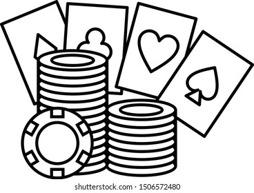 Poker Chips Poker Cards Vector Silhouette Stock Vector (royalty Free 