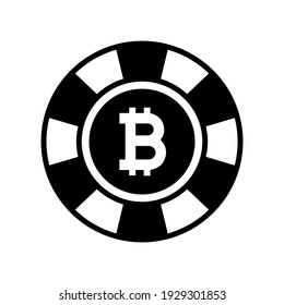 Poker chips. Casino chips. Chip vector icon isolated on white background. Chip with bitcoin. Vector icon for web application or UI. 