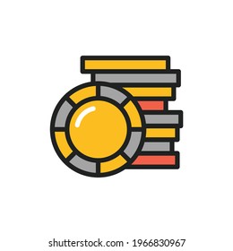 Poker chips color line icon. Isolated vector element. Outline pictogram for web page, mobile app, promo