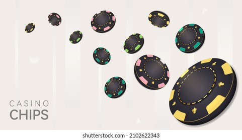 Colección vectorial de color de fichas de póquer. Chip de Casino aislado con una cantidad de dólares
