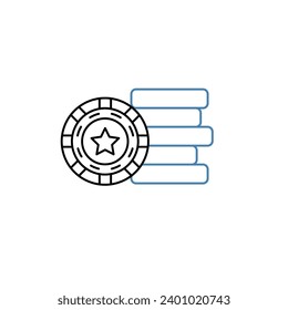 Poker chips concept line icon. Simple element illustration. Poker chips concept outline symbol design.