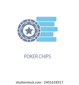 Poker chips concept line icon. Simple element illustration. Poker chips concept outline symbol design.