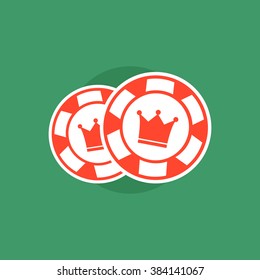 Poker chips. Poker chips concept. Poker vector illustration. Poker chips isolated. Poker sign on green background