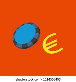 Poker Chips flat. Plastic Poker Chips Sign Isolated On Background. Jackpot, Success Illustration.