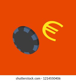 Poker Chips flat. Plastic Poker Chips Sign Isolated On Background. Jackpot, Success Illustration.