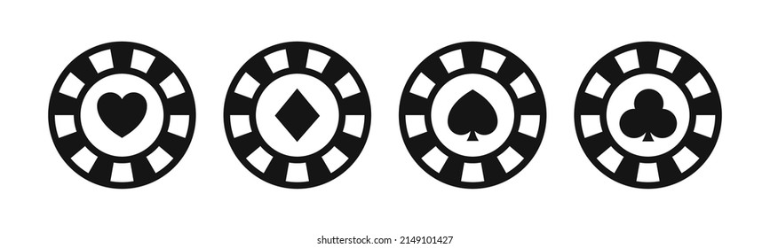 Poker chips flat vector icons set. Gamble game concept. Poker chips icons. Vector EPS 10