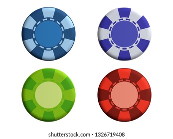 Poker chips in four colours 