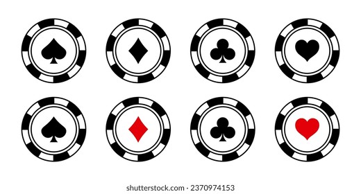 Poker chips icon symbol set