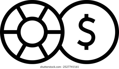 poker chips icon. Thin linear style design isolated on white background
