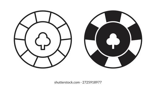 Iconos de fichas de póquer. Icono lineal de Vector aislado sobre fondo blanco.