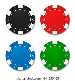 Poker chips isolated on white background. Vector illustration.