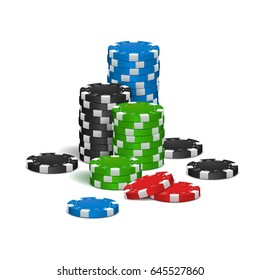 Poker chips isolated on white background. Vector illustration.