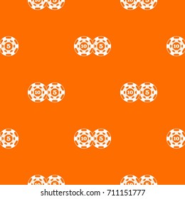 Poker chips nominal five and ten pattern repeat seamless in orange color for any design. Vector geometric illustration