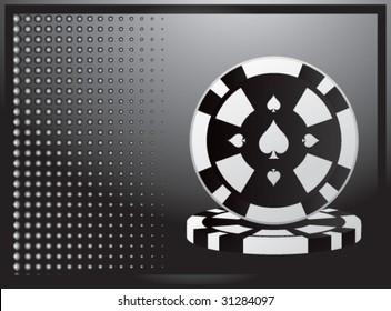 poker chips on black halftone banner