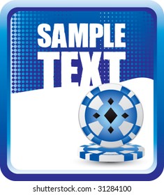 poker chips on blue halftone banner