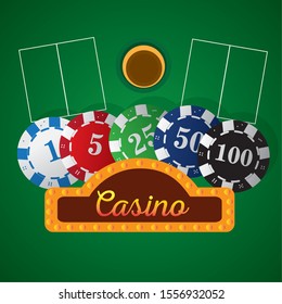 Poker chips on a casino background - Vector illustration