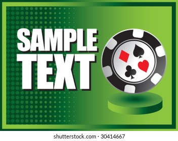 poker chips on horizontal green background