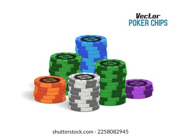 Poker chips on a light background. Vector illustration.