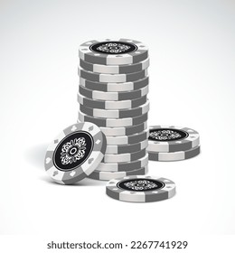 Poker chips on a light background. Vector illustration.