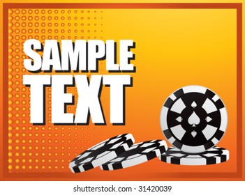 poker chips on orange halftone banner