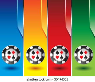 poker chips on vertical banners