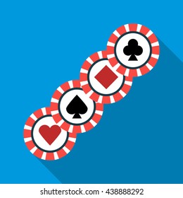 Poker chips set icon, flat style