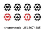 Poker Chips set icons. Flat and silhouette style. Vector icons.