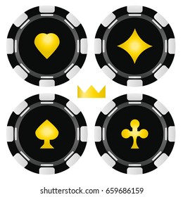 Poker chips set. Illustration of casino chips on white background.