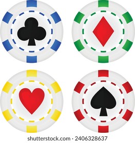 Juego de fichas de póquer. ilustración vectorial