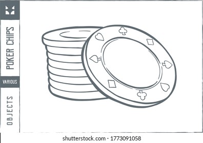 Poker-Chips, Vektorgrafik - handgezeichnet