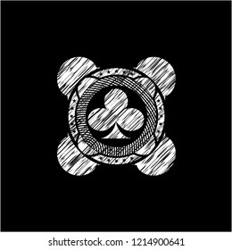 poker clover icon with chalkboard texture